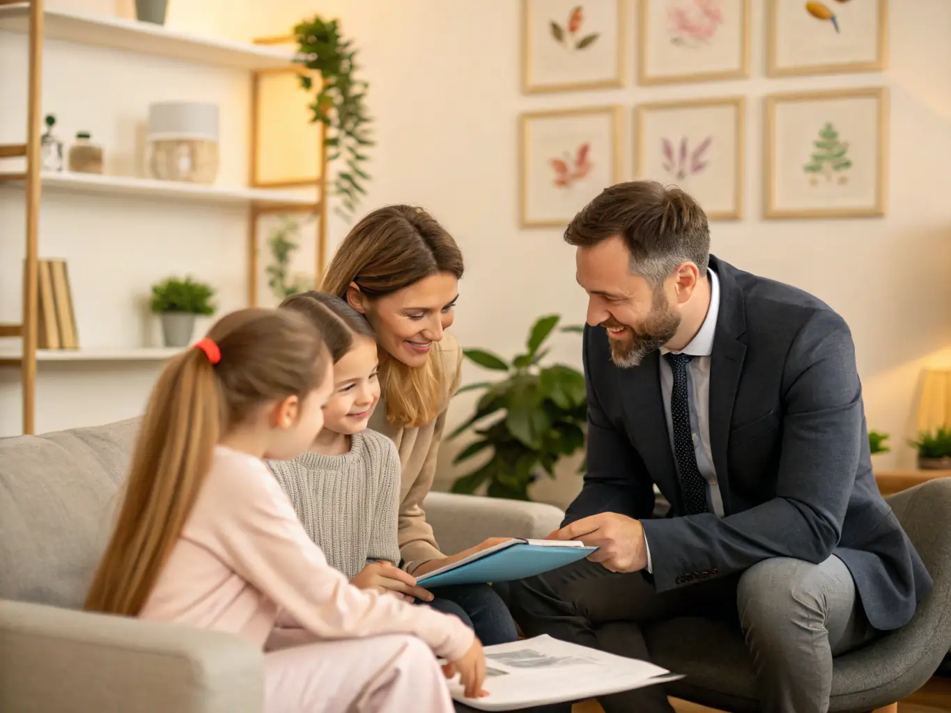 A family portrait displayed in a lawyer's office, representing the firm's commitment to resolving family law and civil disputes.